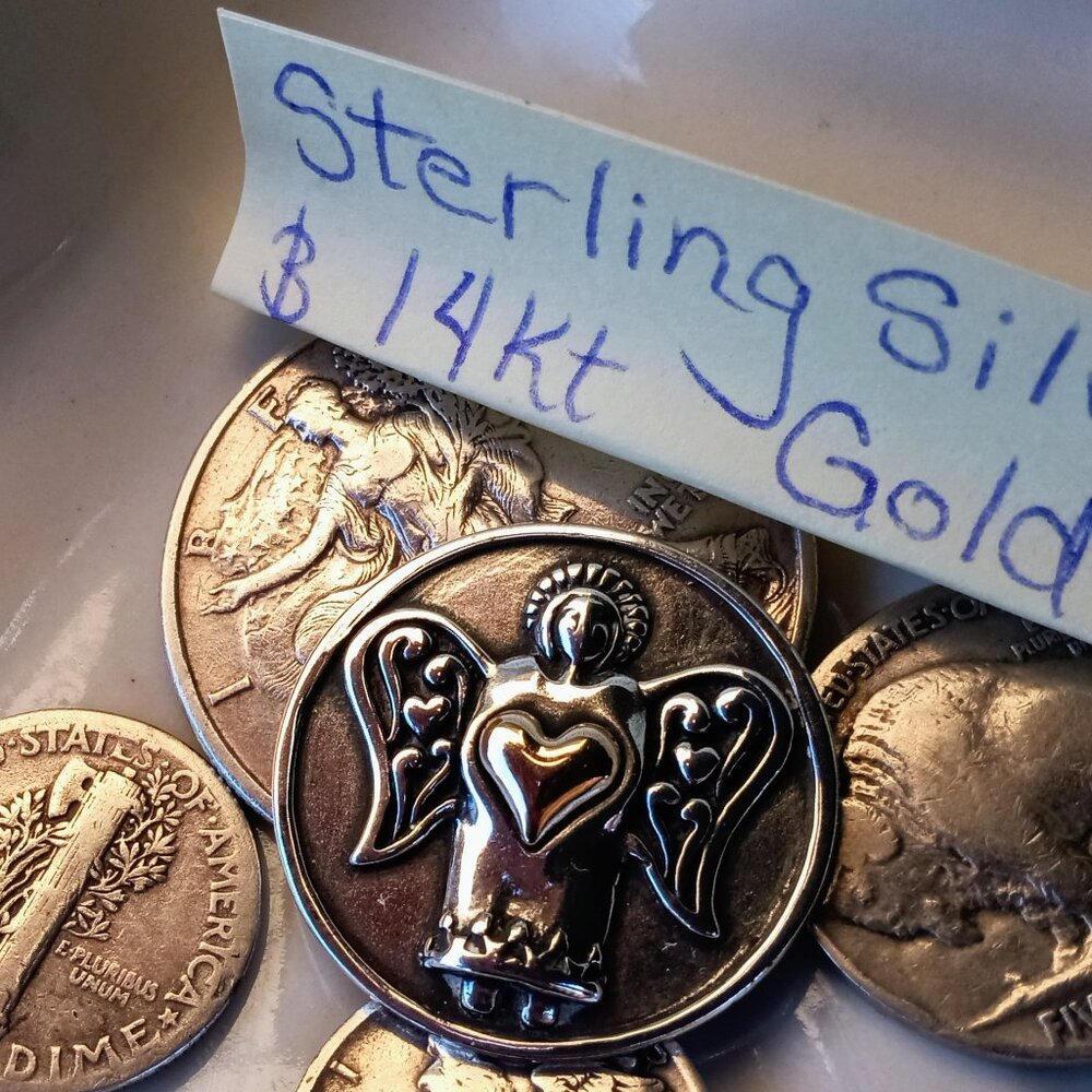 Sterling & 14kt Gold Angel Token - Picture 3 of 3